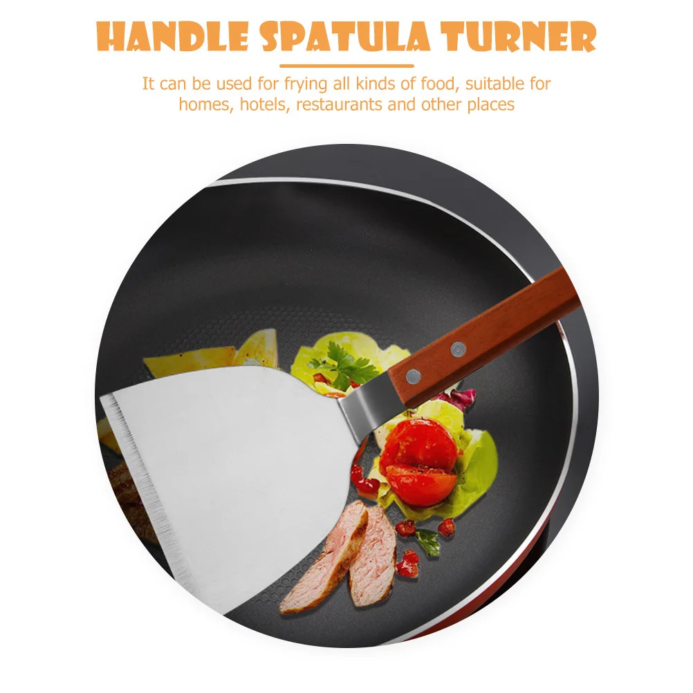 

Household Cooking Spatula Turner Stainless Steel Wood Handle Heat Resistant Kitchen Tool Comfortable Grip for Home