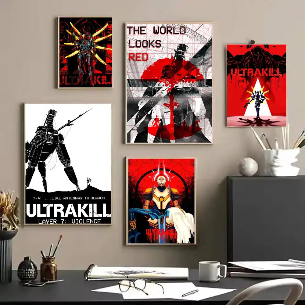Anime Game U_ULTRAKILLs Cool Poster Decorative Wall Art Stickers Mural Photo Print for Home Living Room Hallway Decor Gift