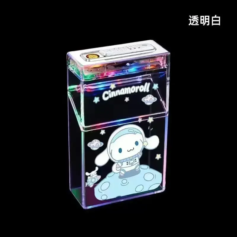 Sanrio Hello Kitty Automatic Cigarette Case Lighter Kawaii Kuromi Cinnamorol My Melody Pochacco Cigarette Holder Box Lighter