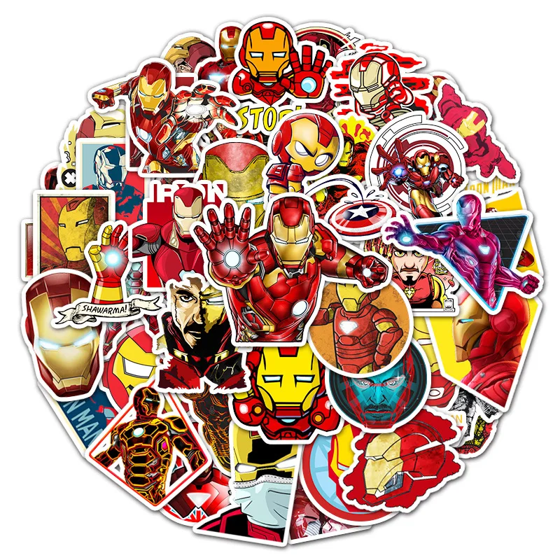 10/30/50pcs Cool Disney Cartoon Iron Man Stickers Superhero Decals for Kid Toy Luggage Fridge Helmet Anime Graffiti Sticker Pack