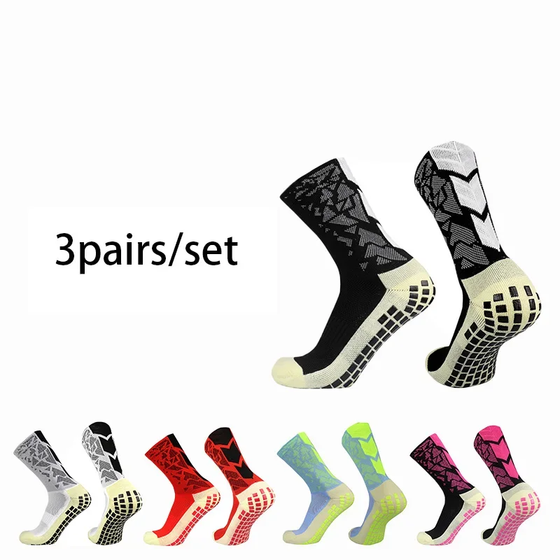 3 Pairs of Camouflage Arrow Pattern Silicone Anti Slip Sports Football Socks for Professional Competition Training Footballsocks