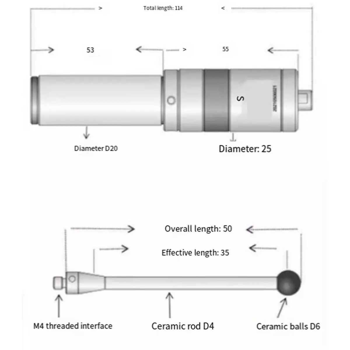 【UPGRADED VERSION】Optical Edge Finder MMP25 for CNC Machining Centers, 3D Light Detection Sub-Center Rod
