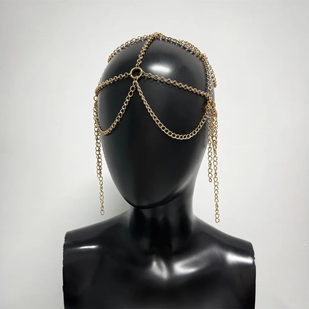 Silberner Metallketten-Kopfschmuck für Damen, Y2K Quasten-Fransen-Haarschmuck für Festival, Rave-Party, Kostüm, Sexy Performance-Accessoire – Detail 10