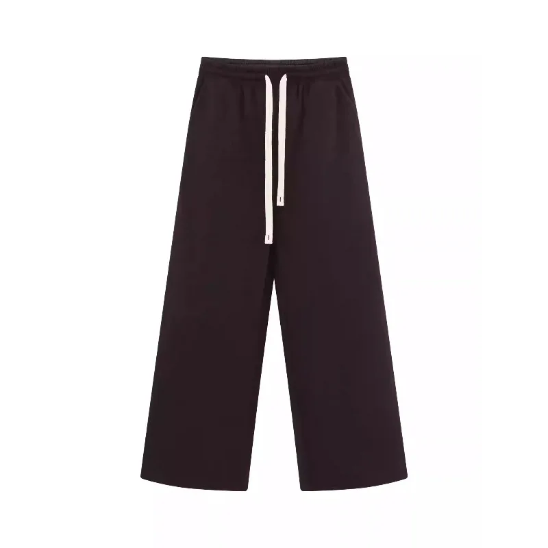 سراويل صالة فضفاضة عالية الخصر للنساء بخصر مطاطي وواسعة الساق سراويل رياضية كاجوال بطول الأرض للسيدات لخريف وشتاء