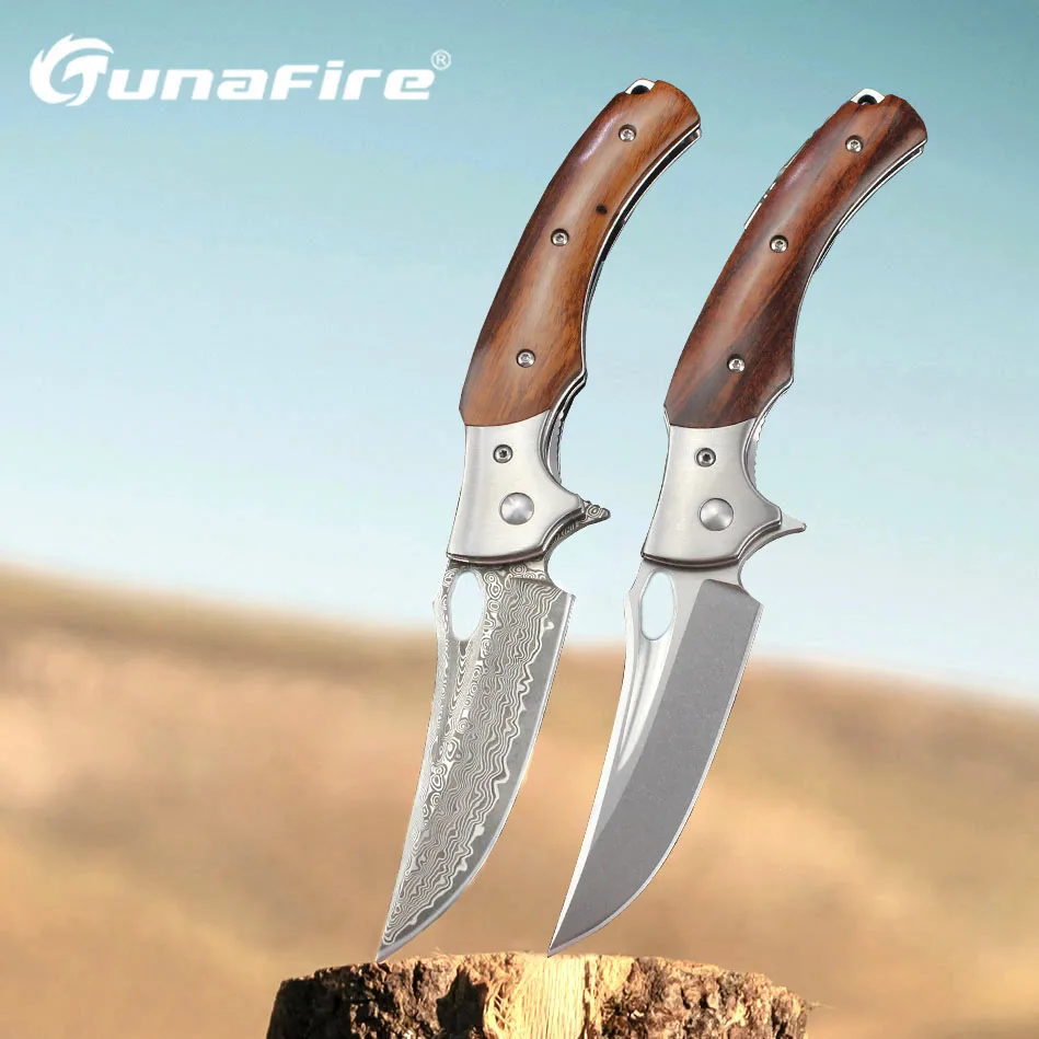 

Outdoor Knife Damascus VG10 steel High quality Wood Handle Folding Pocket Knives Portable self-defense Hunting Survival Tools