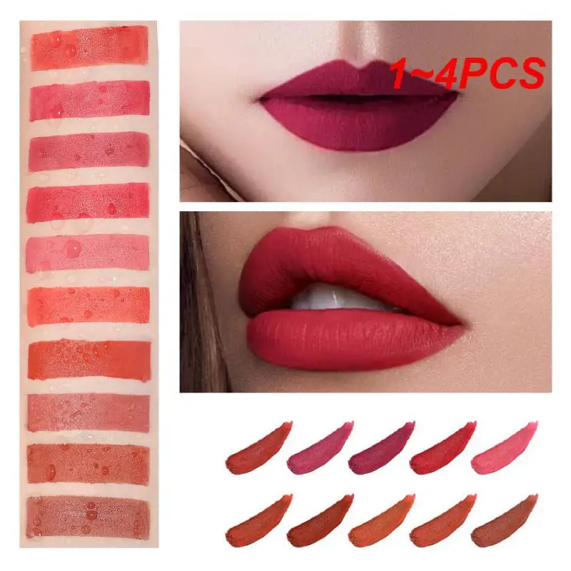 1~4PCS Air Matte Lip Gloss Velvet Lip Glaze Waterproof And Not Easy To Fade 10 Color Matte Lip Gloss TSLM1