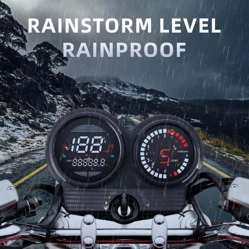 Motorcycle LED Speedometer Multifunction Display Mileage Tracking Turn Light Level Meter D7YA