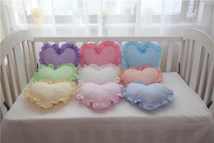 Cotton Ruffled Love Heart Shape Sofa Cushion Office Backrest Nap Bolster Pillows Travel Wedding Baby Gifts Toys Home Decor