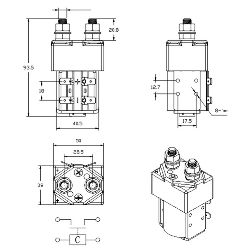 TSW 80 DC Contactor 300A 60VDC SPST NO Contact Form Pull-in Time Max 30ms for Fast Response DC Control in Electric Vehicles