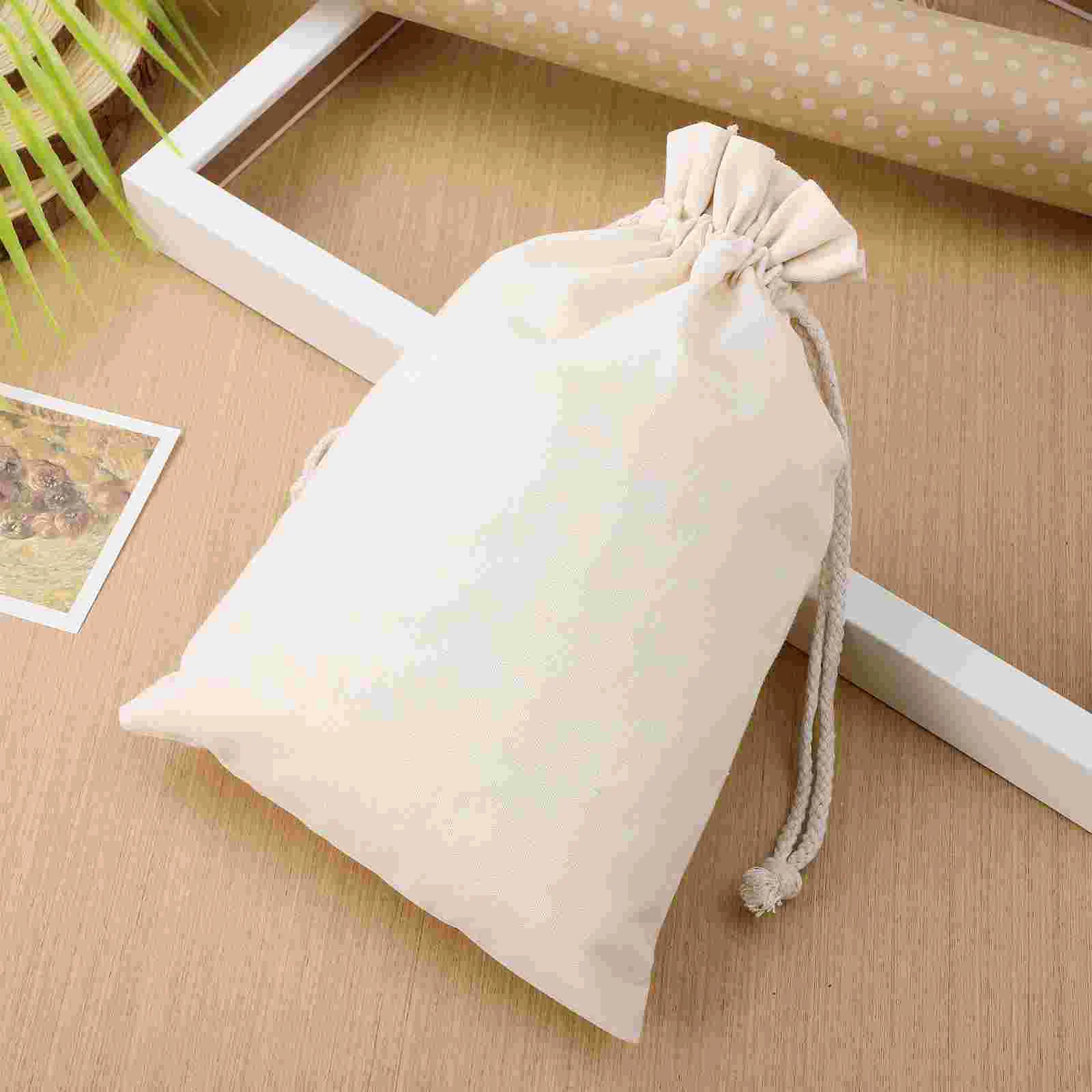 10 Pcs Blank Cotton Drawstring Pockets Small Mesh Bags Travel Tote Large Folding Shopping