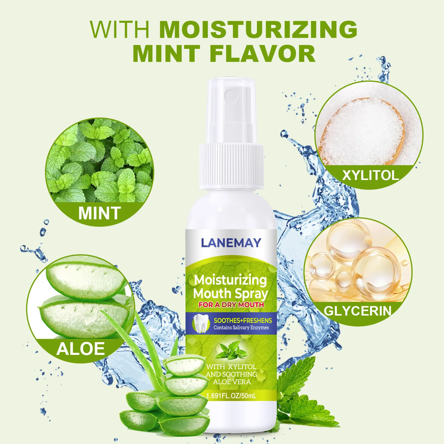 Moisturizing Mint Flavor Mouth Spray – Soothing Fresh Breath Treatment Refresh and Hydrate Your Mouth Instantly.