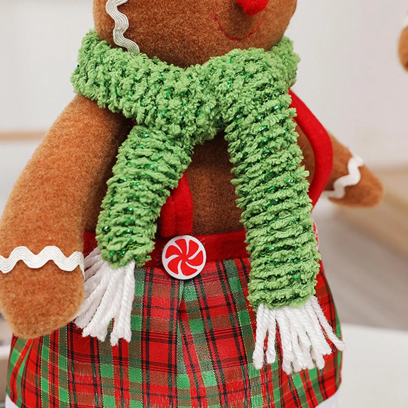 Stretchable Gingerbread Man Doll with Long Legs Christmas Plush Ornament for Holiday Table Decoration Gift