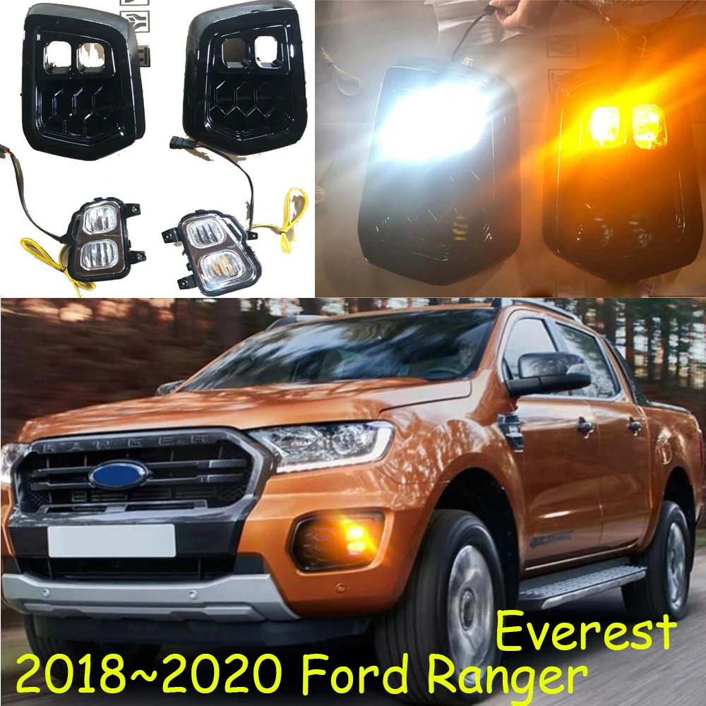 1set car bumper headlight for Ranger daytime light Everest 2018~2021y DRL car accessories LED headlamp Ranger fog light