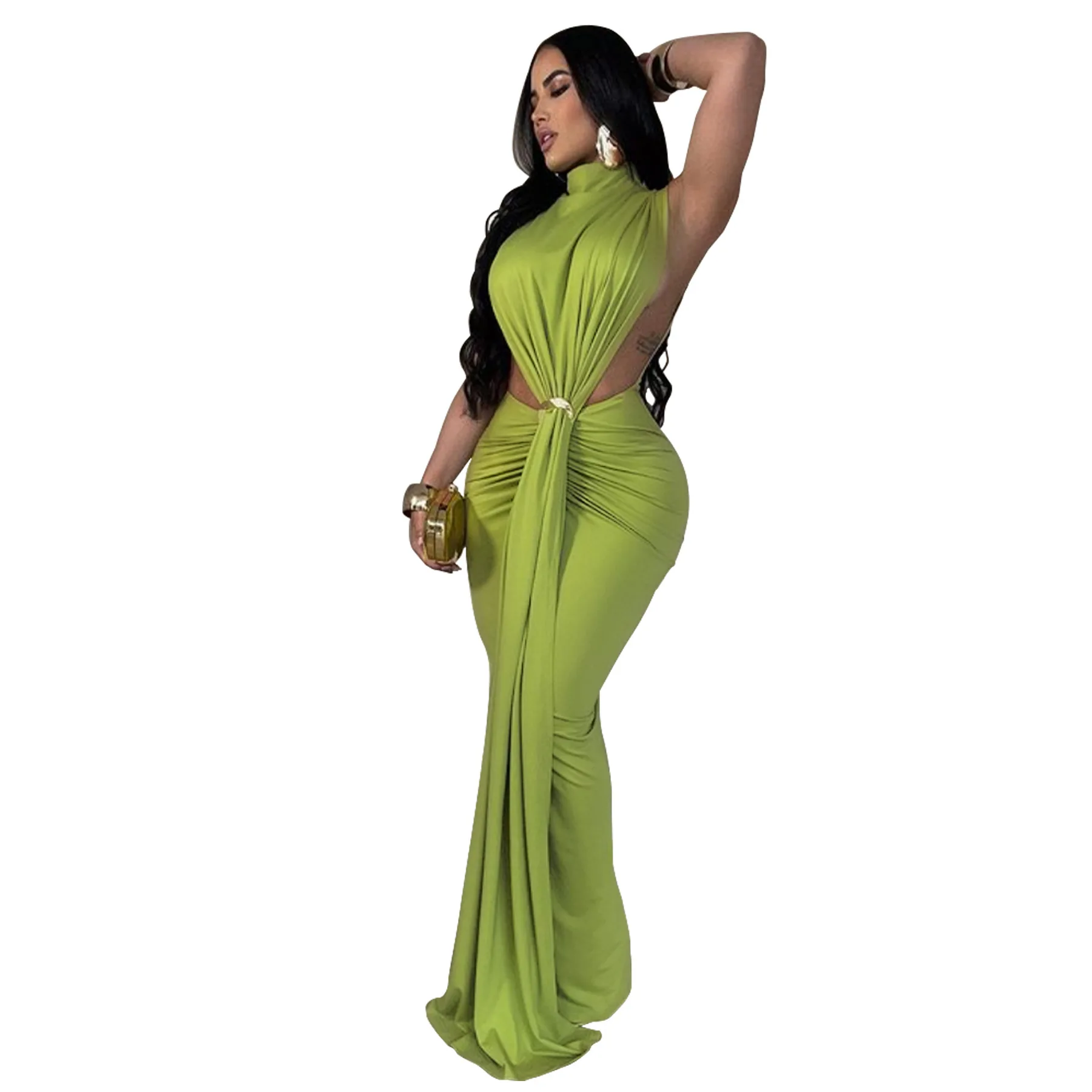 

Women's Dress Solid Color Side Split Sleeveless Dress Skirt