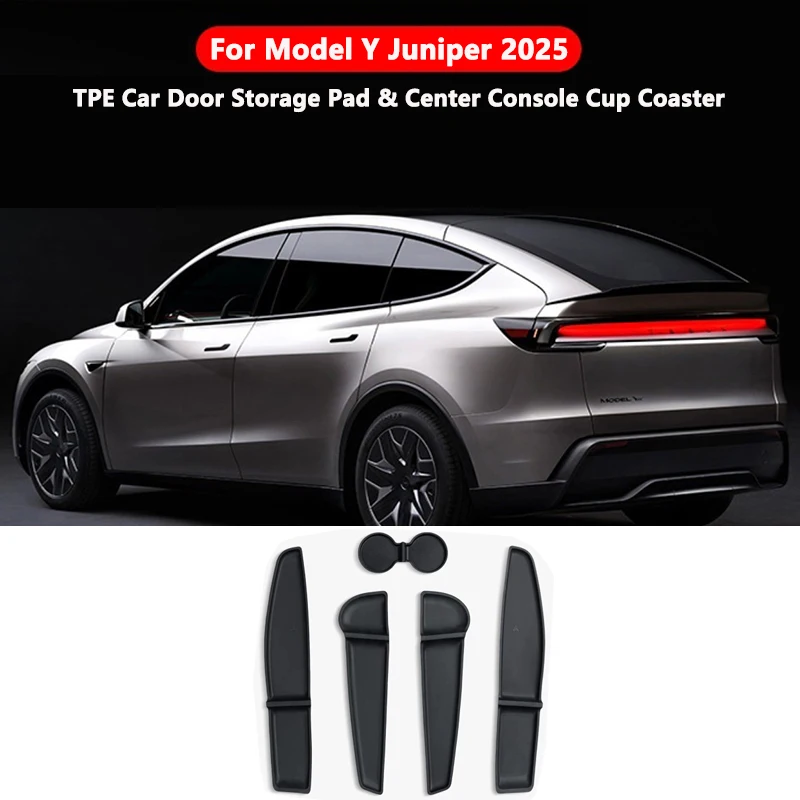 

Для Tesla Model Y Juniper / Launch 2025 Подставка для чашек центральной консоли TPE Слот для дверей автомобиля Накладки для хранения Аксессуары для интерьера 5 шт.