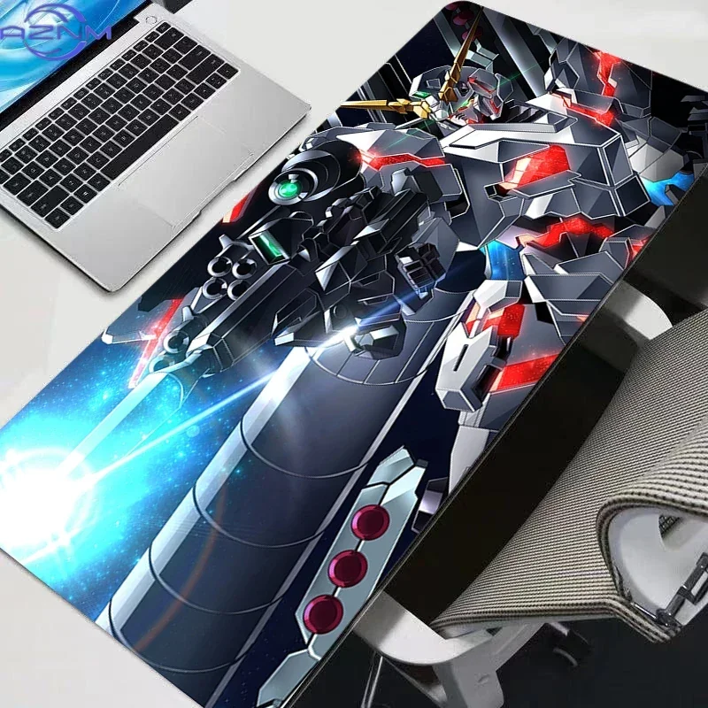 Deep Blue Background Pop Style Anime Mecha Robot Head Mouse Pad, Rubber Non-Slip Base, Smooth Fabric Gaming Desk Mat for Desktop