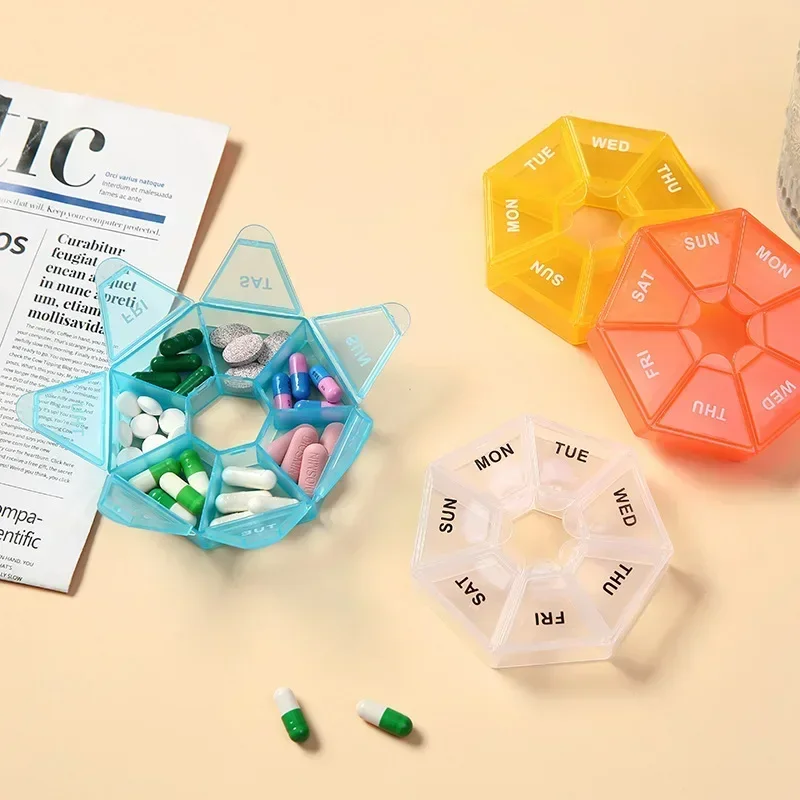 1pcs Mini Small Portable Travel Pill Dispenser Box Cases Container Organizer Storage Tablets 7 Days Grids Medicine Multifunction image 3