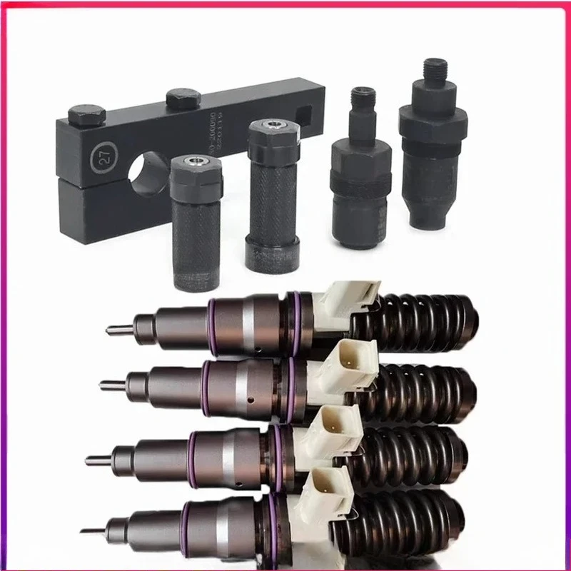 2Pins 4Pins Injector Fixture Solenoid Valve Stroke Measuring Adaptor Common Rail Injector Repair Tool Kit