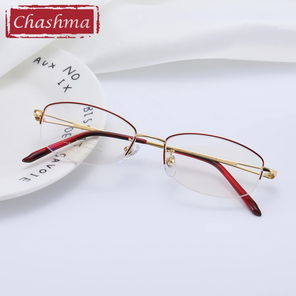 Chashma Prescription Glasses Women Optical Eyeglasses Frames Pure Titanium for Recipe Eyewear Lenses for Progressive Multifocal