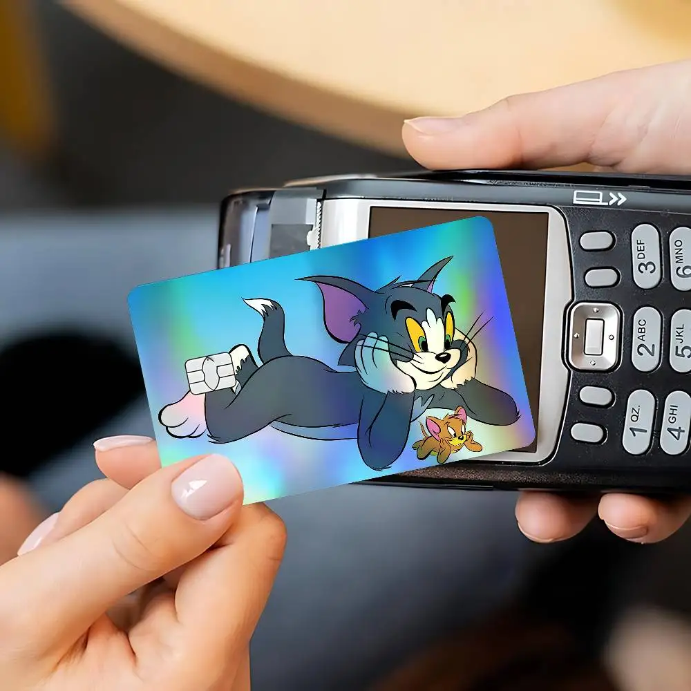 Funny T-TomS Cat And J-Jerry Holographic Sticker Laser Film Shinny Skin For Debit Credit Bank Card view 6