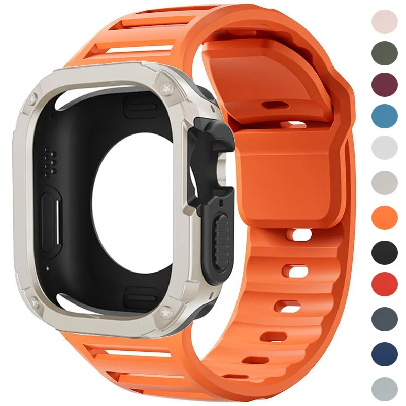 PC+TPU Case+Silicone Strap For Apple Watch Series 11 10 Ultra 3/2 49mm 46mm 45mm 44mm Sport Smartwatch Band Accessories iWatch S