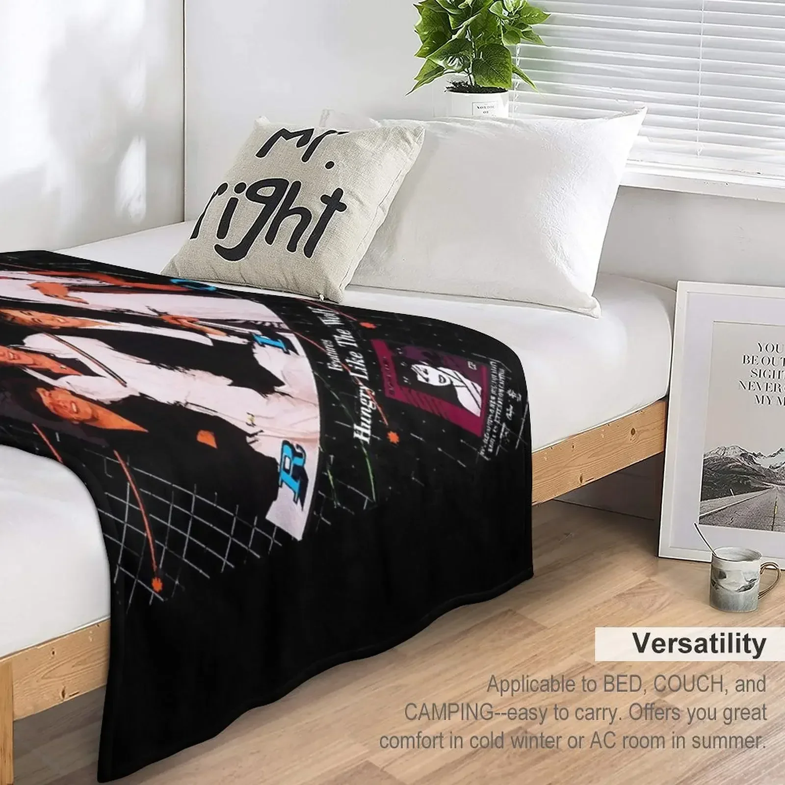 Duran Duran World Tour 1983-4 Throw Blanket Dorm Room Essentials sofa view 5