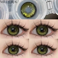 MILL CREtransporter-Lentilles vertes résistantes à la myopie pour les yeux, document coréen, pupille de beauté, haute qualité, mode, 1 paire