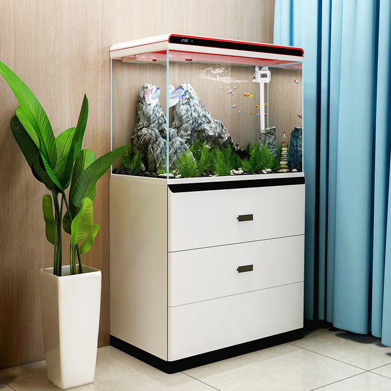 The living room filters the ultra-clear glass goldfish tank, and the medium and large aquariums are free of water change