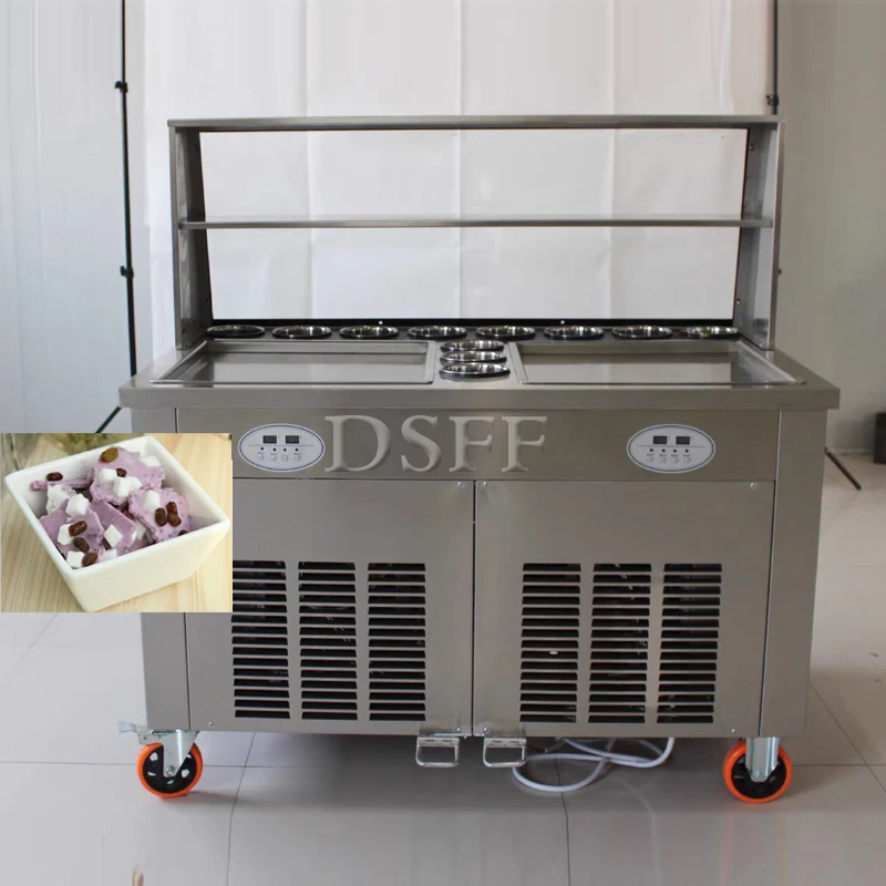 Stainless Steel Square Pot Thai Fruit Stir Fried Yogurt Machine, Electric Ice Cream Roll Making Machine