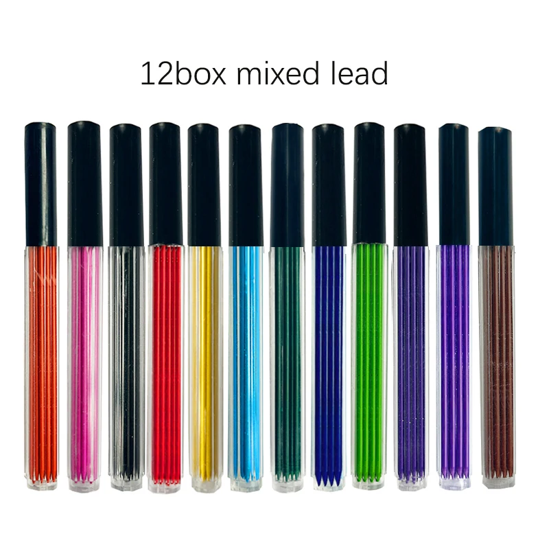 12 Farben, 2,0 mm HB, austauschbare Mine für automatische Bleistifte, Schule, Büro, Kunst, Malerei, Schreiben, Schreibwaren, glattes Schreiben – Detail 2