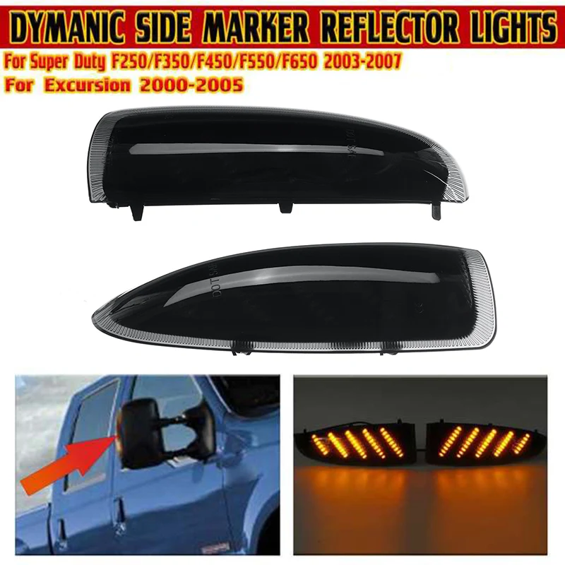 Smoky Car LED Side Rearview Mirror Light Turn Signal Indicator Lights for Ford Super Duty F250 F350 F450 F550 2003-2007