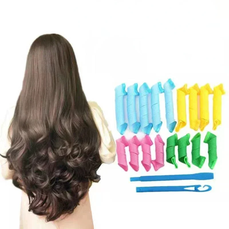 

18PCS Bendy Magic Rollers Sticks for Women DIY Heatless Styling Tools Can Stay Overnight Soft Curls Modeler