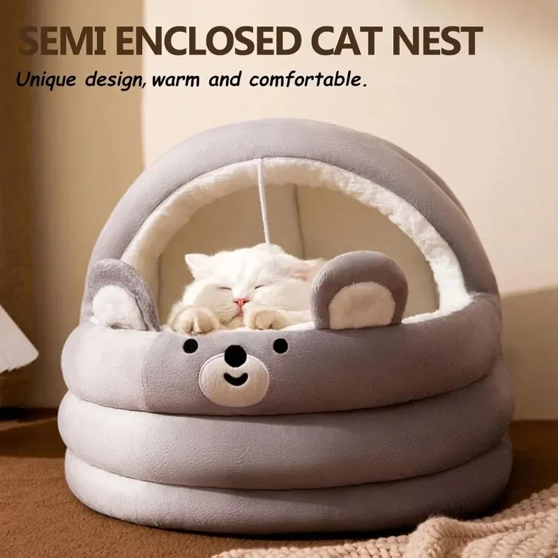 Super soft non-slip bed with hanging toy puppy bed with removable cotton pad to soothe pets sofa bed