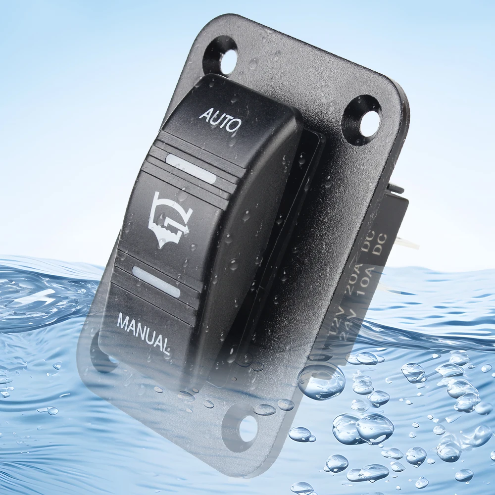 20A 12V 24V Bilge Pump Switch Panel Auto/Off/Manual Control 3 Way 4 Pin with LED Indicator SPDT Car Lights Toggle Rocker Switch