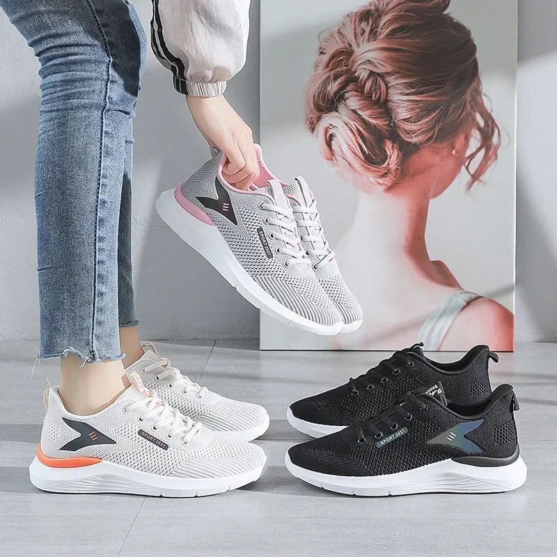 Vrouwen Casual Schoenen Mode Ademende Walking Mesh Platte Schoenen Sneakers Vrouwen 2023 Gym Gevulkaniseerde Schoenen Wit Vrouwelijk Schoeisel