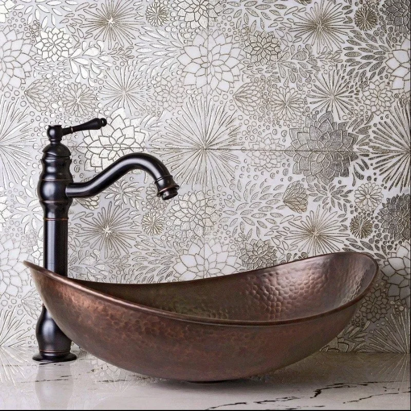 

On-stage Oval copper Wash basin Art hotel basin Bathroom Household washbasin Double basin