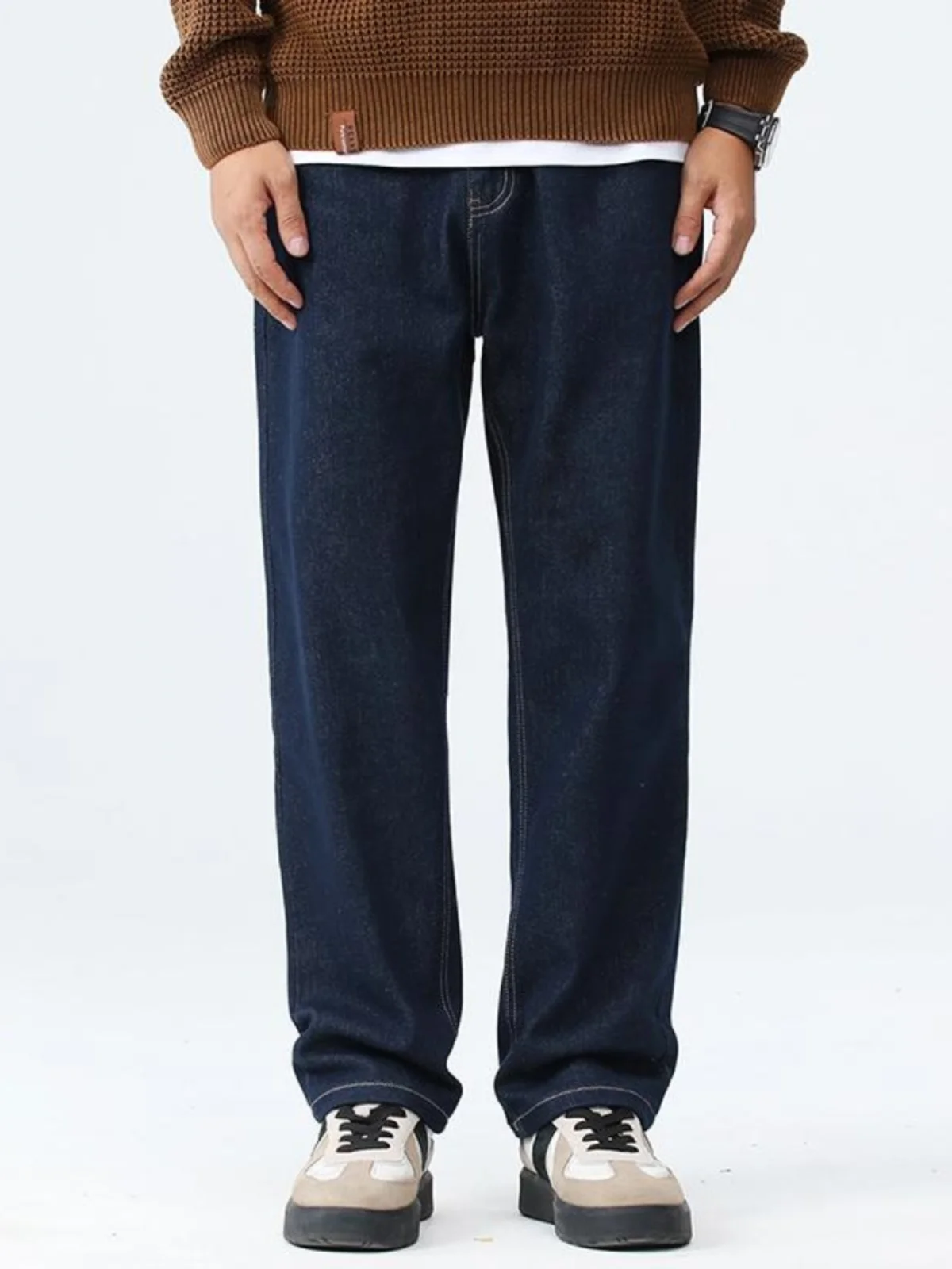

High-End Original Color Men's Loose Straight Leg American Sle Trendy Jeans Youth Retro Wa Casual Versatile Long Pants