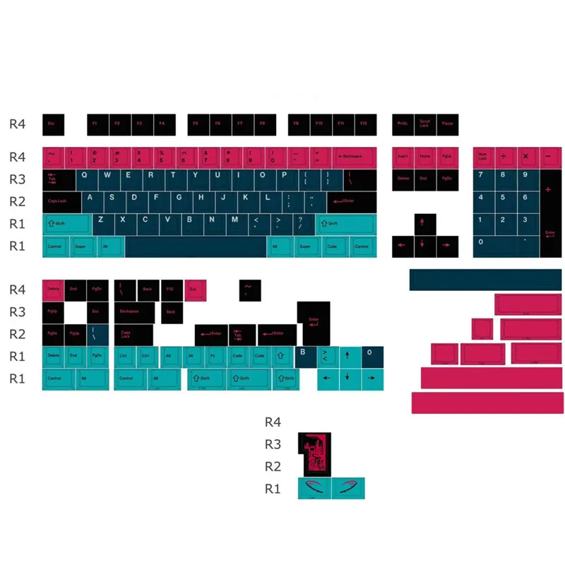 Neon Nights Keycaps PBT Material 161 Keys Cherry Profile Five Side Dye Sublimation For MX Switch 68/104/108 Mechanical Keyboard