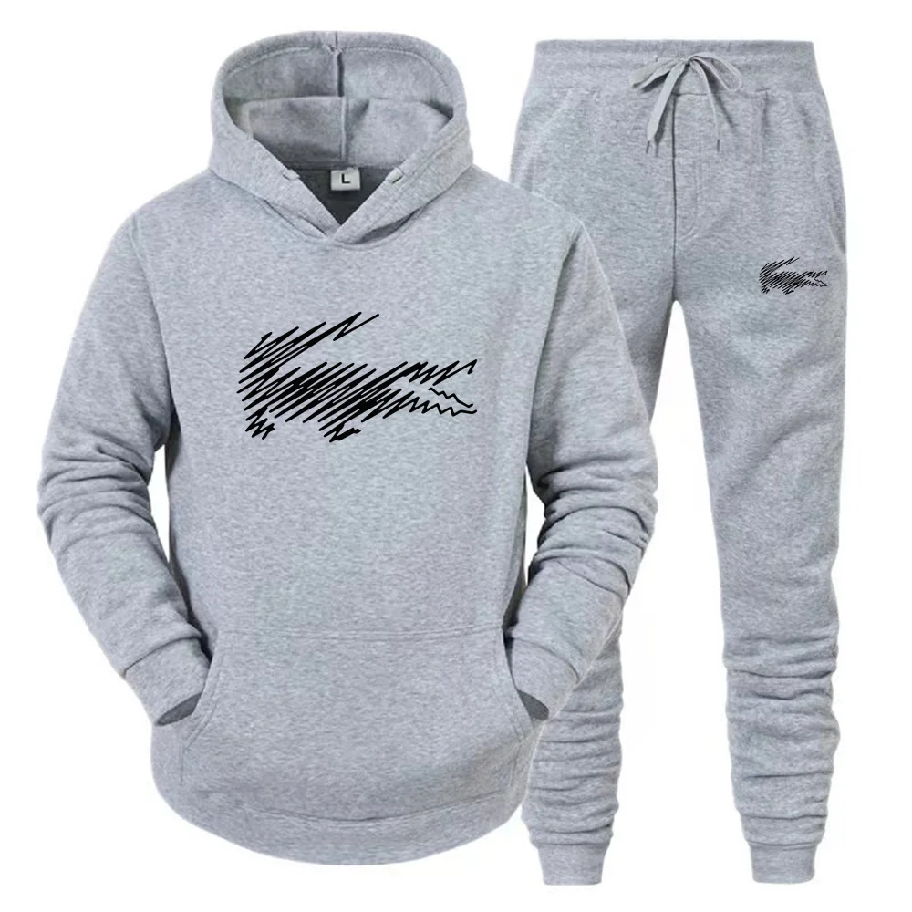 Autumn new men\'s hooded sweatshirt set casual and versatile young and handsome men\'s clothing, sports two-piece set