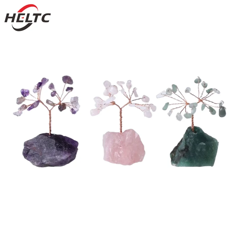 1pcs Fashion Mini Natural Gemstone Crystal Lucky Tree Base Home Office Desk Living Room Decor Accessories