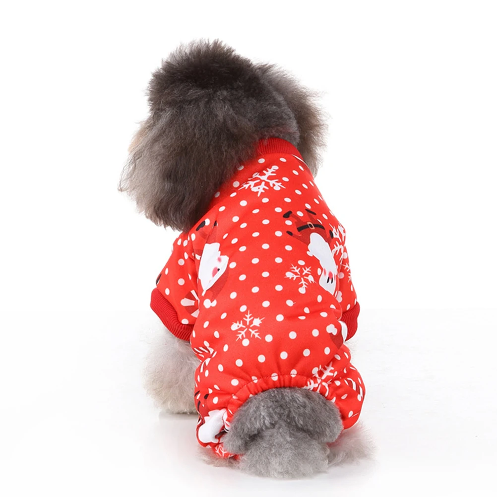 

Clothes Pet Jumpsuit Christmas Costume Warm Soft Material Fashion Design Party Apparel Santa Snowflake Pattern Small Dog Winter