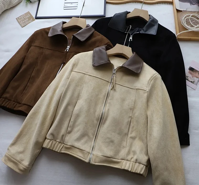 

Женская лоскутная короткая куртка в корейском стиле, осень-зима, новая свободная утягивающая универсальная укороченная куртка, верхняя одежда