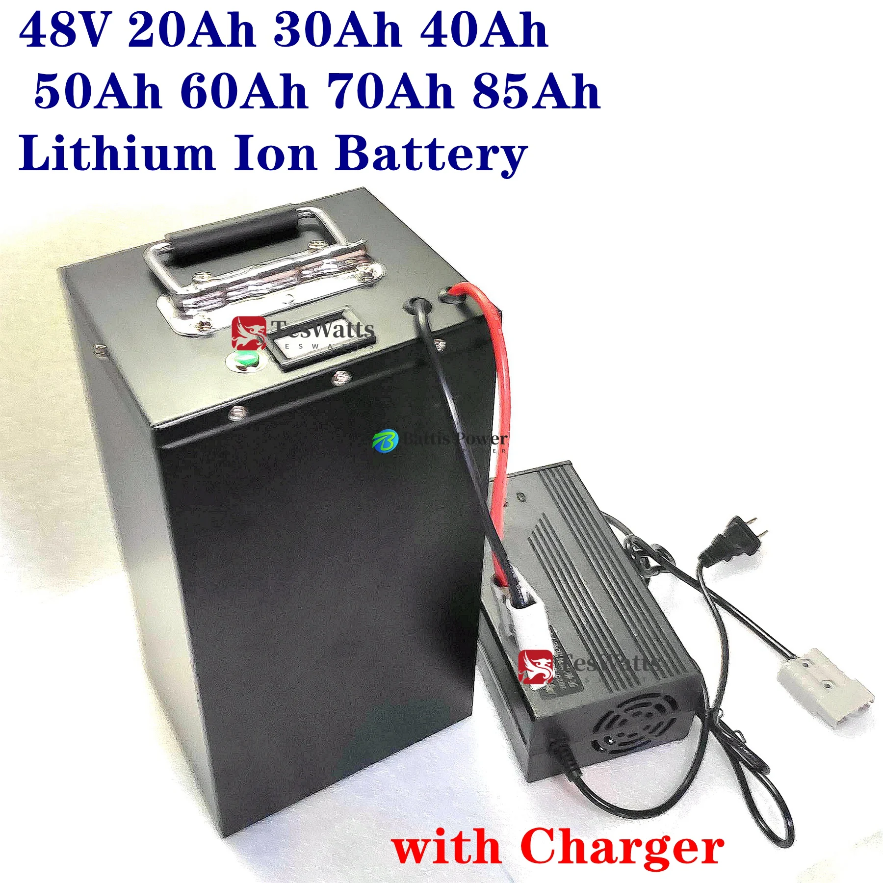 48V 20Ah 30Ah 40Ah 50Ah 60Ah 70Ah 85Ah Lithium Ion Battery 5 For 800W 1000W 1500W 2KW Electric Motorcycle Scooter+Charger