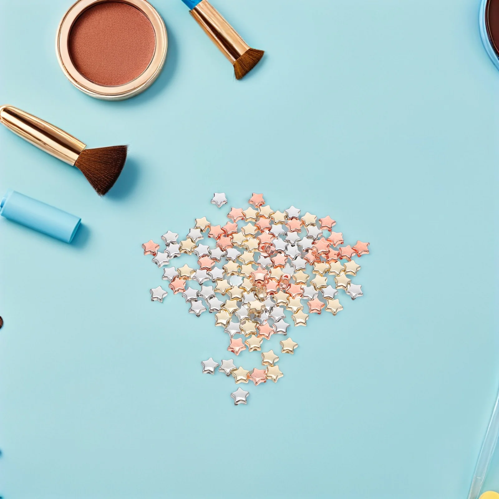 

600Pcs Five-Pointed Star Spacer Beads 6mm Electroplated Large Hole Loose Beads DIY Necklace Bracelet Earring Supplies