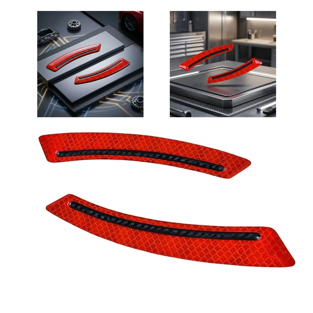 2Pcs Red Reflective Car Stickers, High Reflective Brightness, Epoxy Coating for Durability, Easy to Use Double Sided