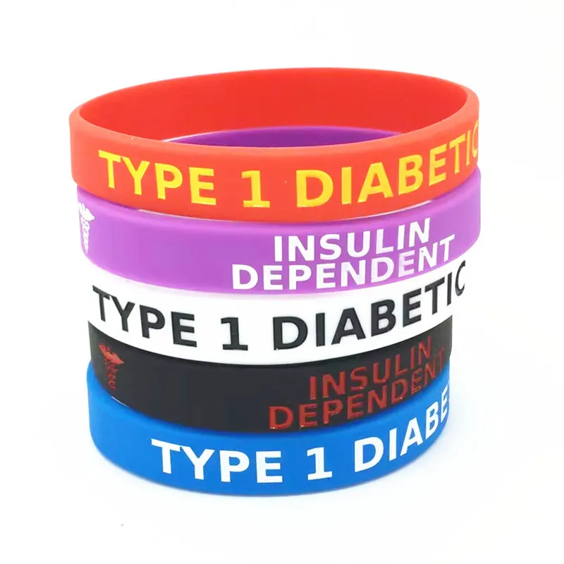 Pulsera de silicona para Diabetes diabética tipo 1 a la moda, pulsera deportiva con lenguaje de advertencia dependiente de insulina, gran oferta