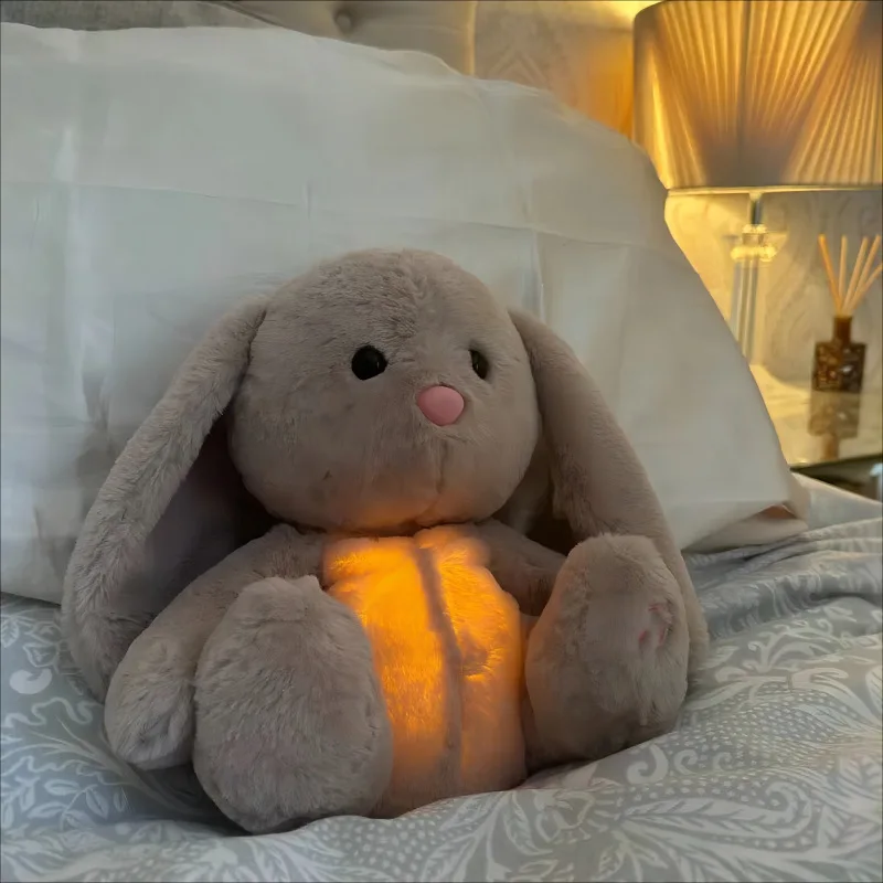 Baby Toy Breathing Soothing Koala Rabbit Doll Sleeping Companion Music And Light Toy Elephant Capybara Plush Doll Kids Gift
