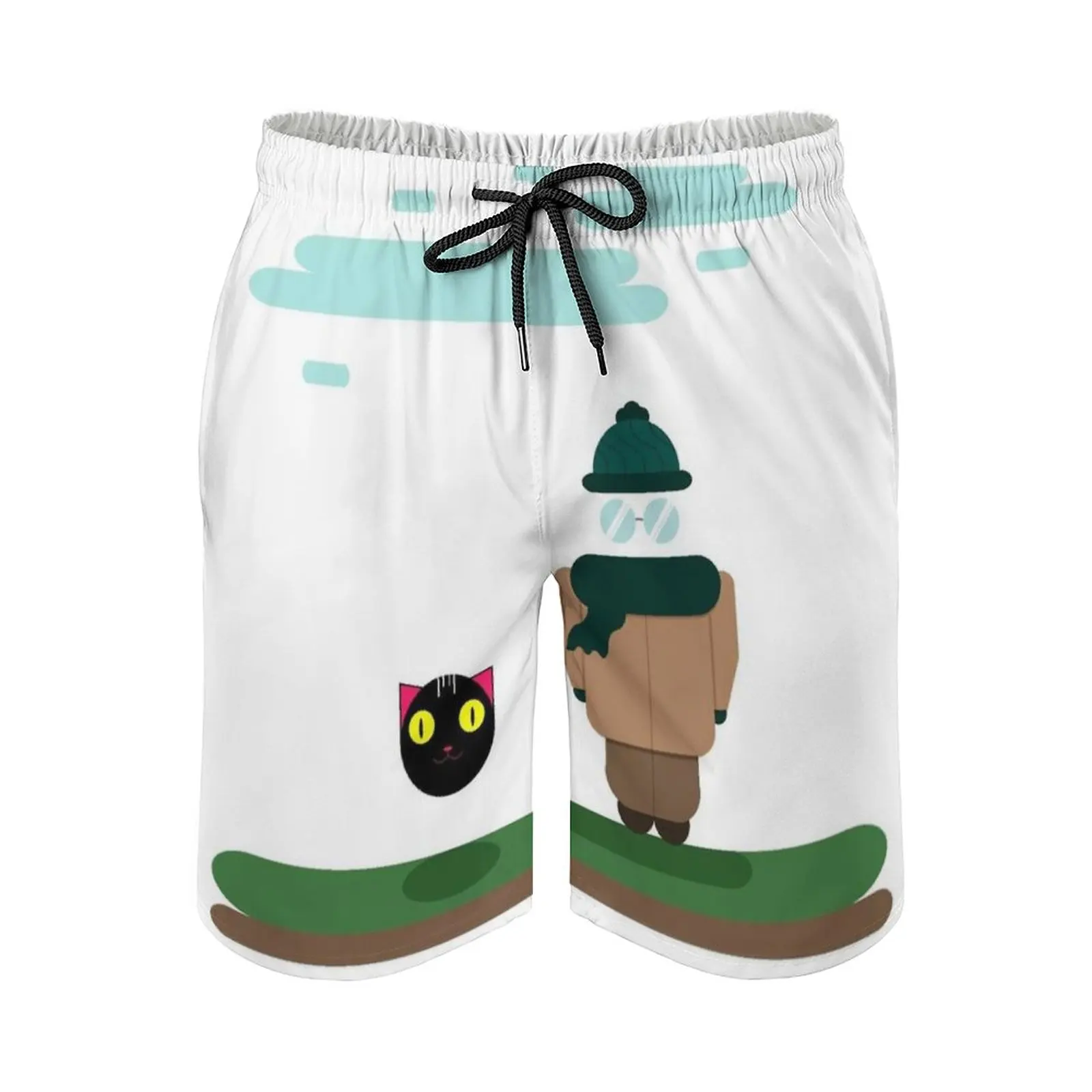 Walking With Friend Men's Sport Running Beach Shorts Trunk Pants With Mesh Lining Trunks Shorts Adobe Characterdesign Pattern