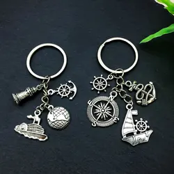 1pc Wanderlust Compass Anchor Rudder Key Chains For Men, Travel Jewelry Accessories