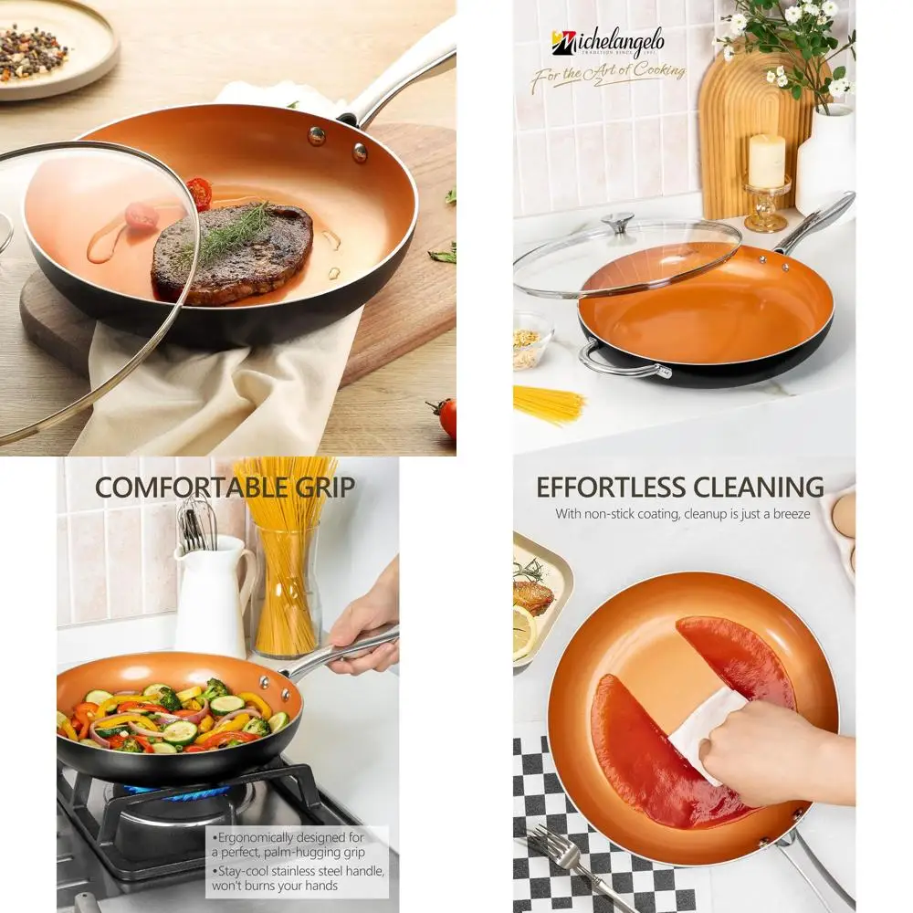 

10-Inch Scratch-Resistant Ceramic Nonstick Frying Pan with Lid, Oven and Dishwasher Safe